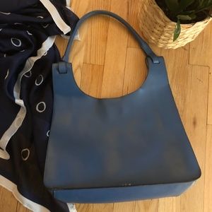 Lodis Blue Leather Hobo Bag
